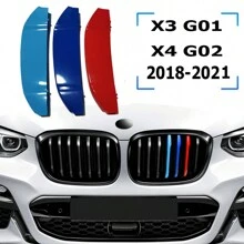 1套3入組abs汽車前進氣格柵裝飾夾 M型三色中央腎格柵適用於bmw X3 G01 X4 G02 2018-2023 - 彩色 - 查看 2