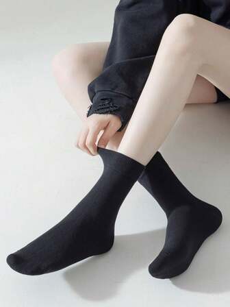 素色高筒襪