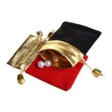 5pcs Red Velvet Small Drawstring Bags For Party Favor Decoration, Small Size With Golden Edge For Jewelry, Velvet Bags With Pull Cord For Storing Ornaments, Gift-wrap Pouches With Drawstring For Christmas Decorations, Hanging Bags For Christmas Tree Decoration - Red - View 7
