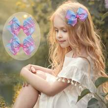 10入組彩虹色髮夾,4吋蝴蝶結髮夾,全年適用,適合日常使用