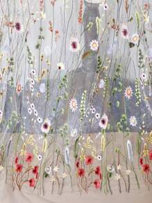 3D Embroidered Butterfly Mesh Fabric, Creative Handmade Bridal Gown Dress Clothing, Curtain Design Fabric Material