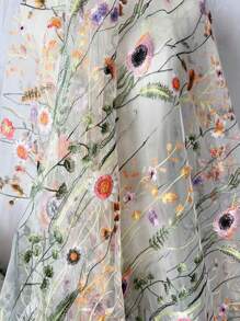 3D Embroidered Butterfly Mesh Fabric, Creative Handmade Bridal Gown Dress Clothing, Curtain Design Fabric Material