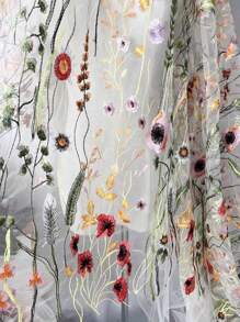 3D Embroidered Butterfly Mesh Fabric, Creative Handmade Bridal Gown Dress Clothing, Curtain Design Fabric Material