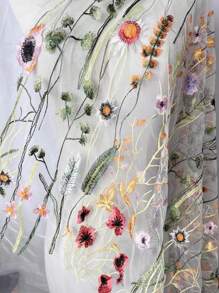 3D Embroidered Butterfly Mesh Fabric, Creative Handmade Bridal Gown Dress Clothing, Curtain Design Fabric Material