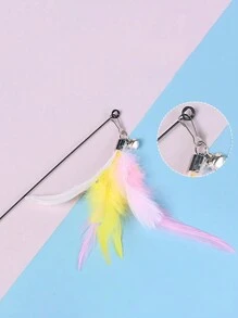 1pc Fake Feather Decor Random Cat Lover And Cat Mom Love Teaser Stick For Cat Lover And Cat Mom Love For Interaction - Multicolor - View 4