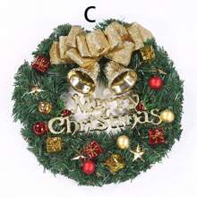 1pc 30cm Christmas Decoration Wreath For Door, Window And Venue Decor - Multicolor - View 4