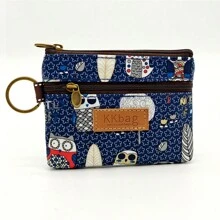 1件装新款卡通印花女士化妆包香水收纳包防污防水女生耳机纸巾拉链便携包都市简约日常搭配钥匙卡学生最爱女士小礼物钱包迷你钱包零钱包 - 彩色 - 查看 12