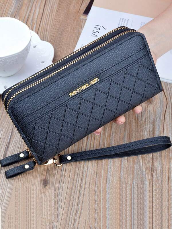 Double Zipper Closure Long Wallet Large Capacity Cash Coin Fashionable Wristlet Multi-Functional Phone Bag For Travel Birthday Gift Anniversary Valentine's Day Wristlet Wallet Wristlet Wallet For Women Wallet Purse Wallet