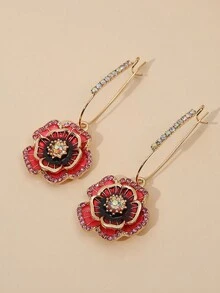 2入組鑲花鑽波西米亞風格的時髦街拍時尚耳環新娘耳環