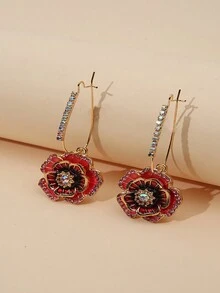 2入組鑲花鑽波西米亞風格的時髦街拍時尚耳環新娘耳環