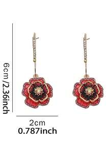 2入組鑲花鑽波西米亞風格的時髦街拍時尚耳環新娘耳環