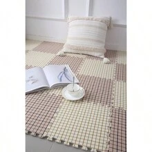 (米色水磨石)木紋圖案拼接地毯 - 摩卡棕 - 查看 2