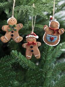 1 件樹脂薑餅人聖誕樹懸掛裝飾,逼真餅乾形吊墜 - 彩色 - 查看 5