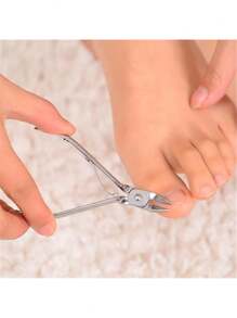 1把不鏽鋼指甲剪,帶有去除死皮和釘生腳趾器的指甲鉗 - 銀色 - 查看 2