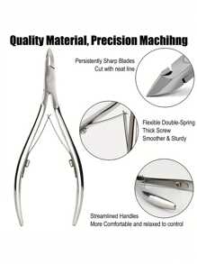 1把不鏽鋼指甲剪,帶有去除死皮和釘生腳趾器的指甲鉗 - 銀色 - 查看 3