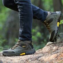 Men's Lace-Up Sports Shoes, Fashionable And Comfortable PU Leather Outdoor Anti-Slip Men's Boots, Breathable Casual Hiking Shoes For Autumn