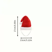1 件紅色毛絨可調式聖誕裝飾寵物帽 - 紅色 - 查看 4