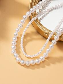 1pc Fashionable & All-match & Simple & Gorgeous Pearl Necklace - White - View 3