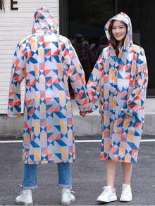 1件新款時尚戶外男女雨衣,全印花,加厚,適用於徒步旅行、騎行和旅遊,時尚的eva材料,帶口袋 - 彩色1 - 查看 5