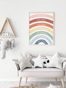 1pc Rainbow Positive Affirmation Canvas Print, Kid's Room, Nursery Or Classroom Wall Art, Frameless