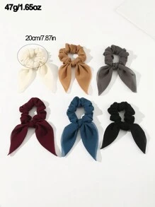 6pcs Ladies Hair Accessories Simple Solid Color Rabbit Ears Hair Ties Suitable For Daily Wear, Mouse Ears Scrunchies Hair Ties Ponytail Head Accessories Elastic Band - Multicolor - View 6