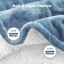 Heated Blanket Electric Throw, Soft Flannel & Comfort Sherpa Electric Blanket, Fast Heating 6 Heating Levels and 4 Hours Auto Shut Off, ETL Certified, Machine Washable, 50"x60" - Màu xanh nhạt - Xem 2