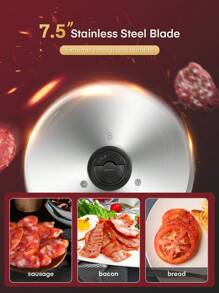 Meat Slicer For Home Use, 200W Electric Food Slicer With Removable Two 7.5" Blades, 0-15 Precise Thickness Knob Cut Food, Meat Bread Fruit, Includes Food Carriage, Black - Black - View 4