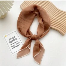 1pc Ladies' 70cm Solid Color Cloud Chiffon Scarf Headband - Khaki - View 10