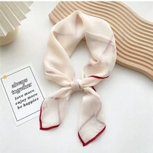 1pc Ladies' 70cm Solid Color Cloud Chiffon Scarf Headband - Khaki - View 8
