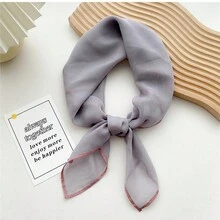 1pc Ladies' 70cm Solid Color Cloud Chiffon Scarf Headband - Khaki - View 9