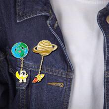 1pc Cute Enamel Earth Lapel Pin Cartoon Accessory For Clothes, Backpack, Jacket And Hat Suitable For Daily Use - Yellow Gold - View 6