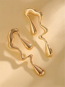 1pair Exaggerated Asymmetrical & Asymmetrical Design Earrings, Perfect For Daily Wear