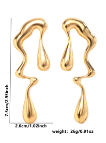 1pair Exaggerated Asymmetrical & Asymmetrical Design Earrings, Perfect For Daily Wear