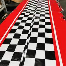 1 pieza Mantel con diseño de pista de carreras, mantel rectangular a cuadros blancos y negros con pista de carreras, tapete de mesa con diseño a cuadros para eventos deportivos, fiestas de cumpleaños con tema de carreras de autos - Como se muestra en la imagen - Ver 5