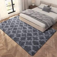 Geometric Pattern Carpet Long Hair Soft Skin Washable Carpet Easy to Clean Non-slip Carpet Modern Simple Wind Living Room Bedroom Sofa