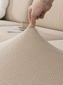1件装防水弹力沙发套，提花菱形图案，适用于1/2/3/4座L型沙发，含座垫、靠背和扶手套 - 卡其色 - 查看 9