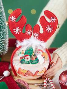 1 Pezzo Cerchietto Di Renna Decorativo Natalizio Con Piume Rosse, Fiocchi Di Neve, Campanelle E Corna, Accessorio Per Capelli Per Festa Di Natale, Regalo Di Natale, Prop Fotografia