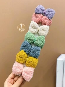 7pcs Cute Colored Plush High Elasticity Butterfly Hair Clips For Girls - Multicolor - View 2