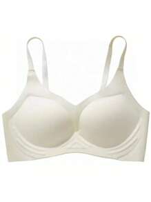1pc Seamless Bra For Women, Push Up, Anti-sagging, Thin And A Side Gathering, Suitable For Small Breasts - White - View 4