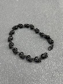 1入組銀色骷髏頭朋克搖滾風格男士手環 - 銀色 - 查看 6