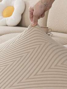 1件装防水弹力沙发套，提花菱形图案，适用于1/2/3/4座L型沙发，含座垫、靠背和扶手套 - 卡其色 - 查看 9