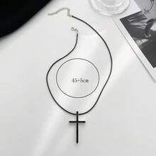 1個不銹鋼復古黑色油滴設計吊墜項鍊,搭配皮革鍊,適合男士