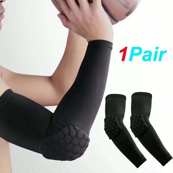 زوج أكمام الذراع مع وسادات الكوع، أكمام ضاغطة للذراع، أكمام دعم المرفق للكرة السلة والكرة الطائرة ورفع الأثقال والجري وغيرها من إكسسوارات الجيم