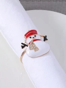1pc Christmas Snowman Napkin Ring Table Decoration For Christmas Dinner - Multicolor - View 3