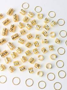 80 件裝金色蝸牛混合套裝節日派對髮圈、辮子和髮飾 - 金色 - 查看 5