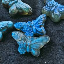 1入自然療癒水晶萊姆石棺材麵包,萊姆石蜻蜓,萊姆石眼,萊姆石蝴蝶,萊姆石玫瑰,萊姆石蝴蝶仙子,萊姆石月亮獨角獸,萊姆石月亮太陽,萊姆石愛之翼,用於房間裝飾、手工藝品裝飾的雕刻品 - 拉長石蝴蝶 - 查看 5