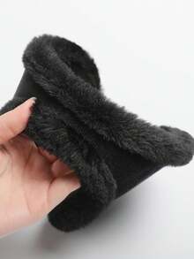 1只男女款厚絨絨防風暖耳套,適用於秋冬戶外活動 - 黑色 - 查看 3