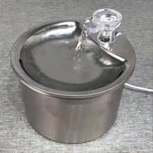 1 Distributeur D'eau Rond Pour Animaux De Compagnie En Acier Inoxydable De 2 L (ft333) Avec Alimentation Usb, Système De Filtre À Circulation Automatique. Pompe À Eau Silencieuse Et Réglable Avec Résistance À La Corrosion Pour Éviter La Mousse. Convient Aux Chats Et Aux Chiens.