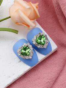 10 件/包韩式美甲水钻装饰（爪形设计），金色/银色底色，28 颗彩色闪亮水钻，适合 DIY 指甲装饰