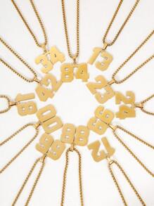 1 Pc Golden Digital Necklace For Men And Boys, Personalized And Customized Lucky Stainless Steel Knitted Baseball/Football/Basketball Digital Chain Pendant For Both Men And Women,If There Are Too Many Product Styles, Please Refer To The Actual Product Received